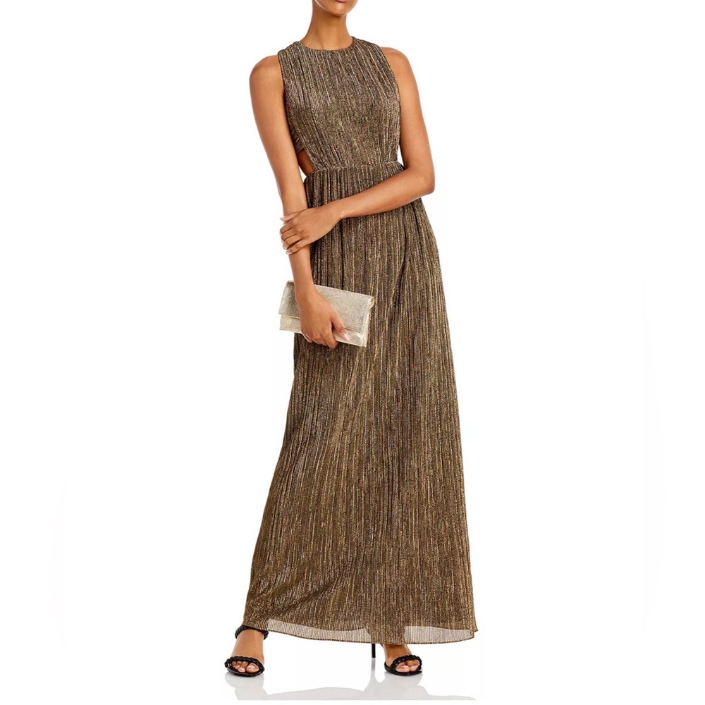 BCBG metallic pleaded dress